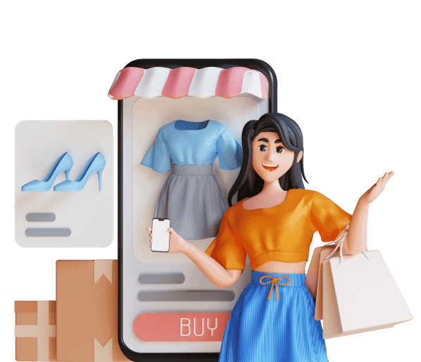 Shopify shopper and storefront illustration