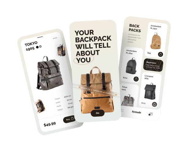 Shopify store design screens